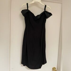 cold shoulder with straps black dress